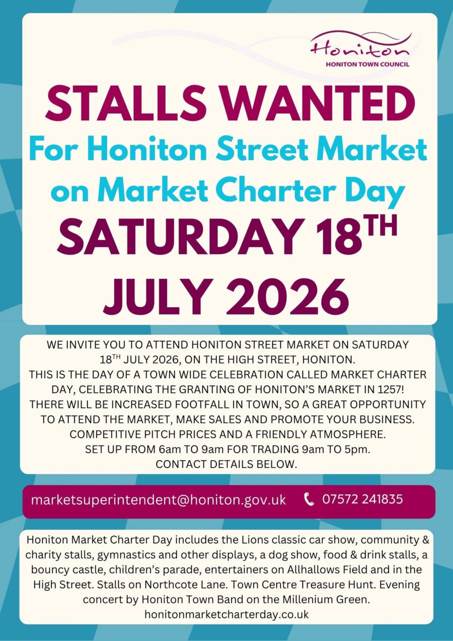 Honiton Town Council poster calling for stalls for street market